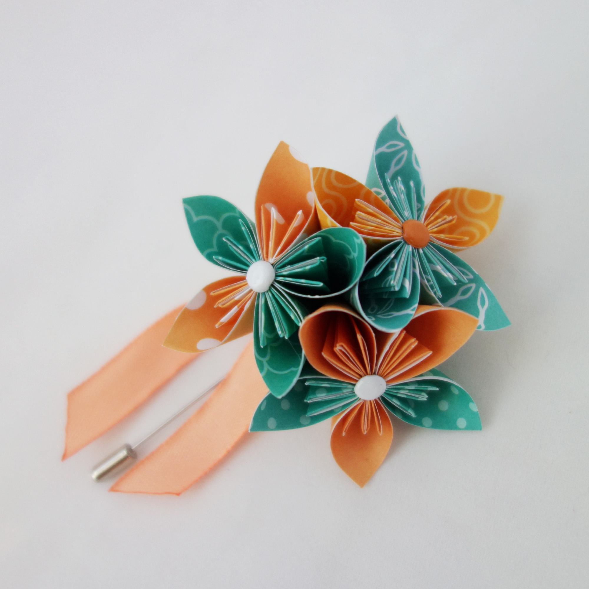 Boutonnière mariage fleur - Soligami : Accessoires mariage origami