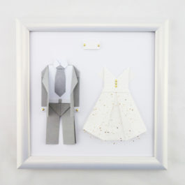 Cadeau couple 1 an de mariage- Cadre origami noces de papier