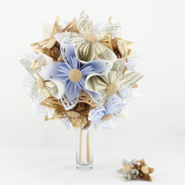 Bouquet de mariée personnalisé en origami + accessoire cheveux