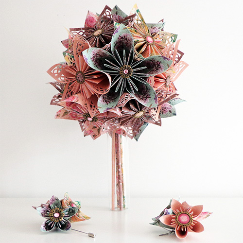 bouquet mariee origami shabby chic