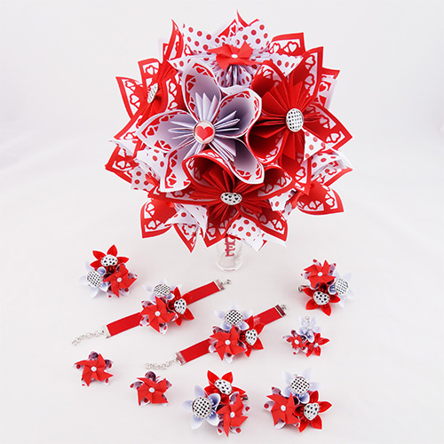 bouquet origami mariage rockabilly guinguette et ses accessoires