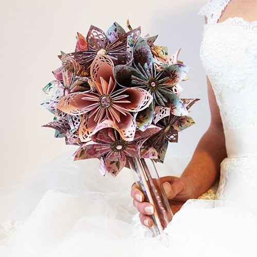 bouquet en origami shabby chic pour mariage