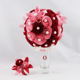 Bouquet de mariée papier personnalisé et accessoire cheveux