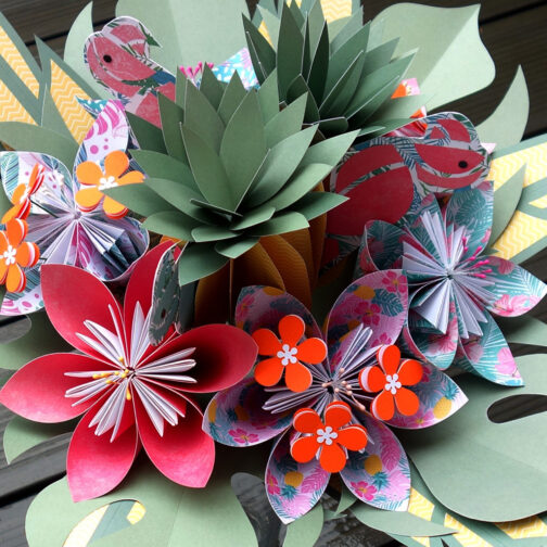 bouquet de mariée exotique tropical en papier origami