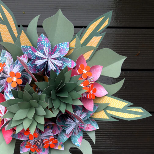 bouquet de mariée exotique tropical en papier origami