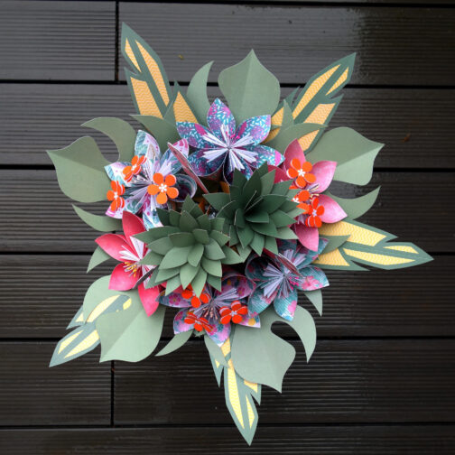 bouquet de mariée exotique tropical en papier origami
