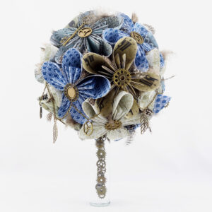 bouquet mariee personnalisé rond en papier origami bijoux