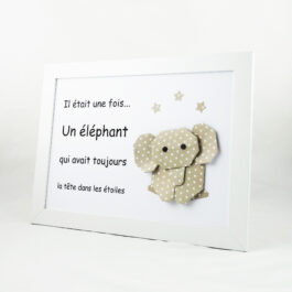 Cadre bébé garçon éléphant en origami