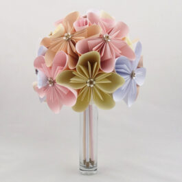 Bouquet de mariée pastel personnalisé en origami demi-sphère