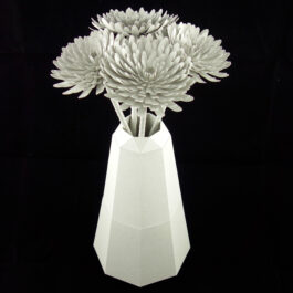 Vase bouquet design gris béton en papier