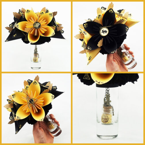 harry potter bouquet mariage poufsouffle soligami