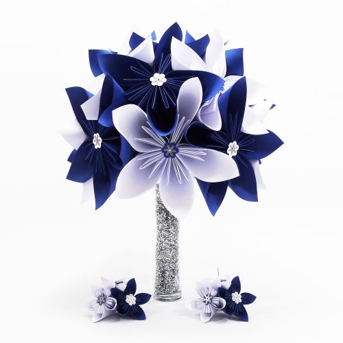 bouquet mariee bleu roi blanc