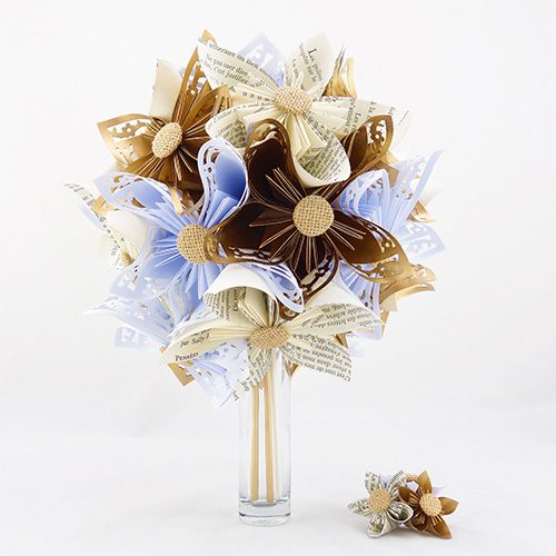 bouquet mariee or blanc ivoire dore