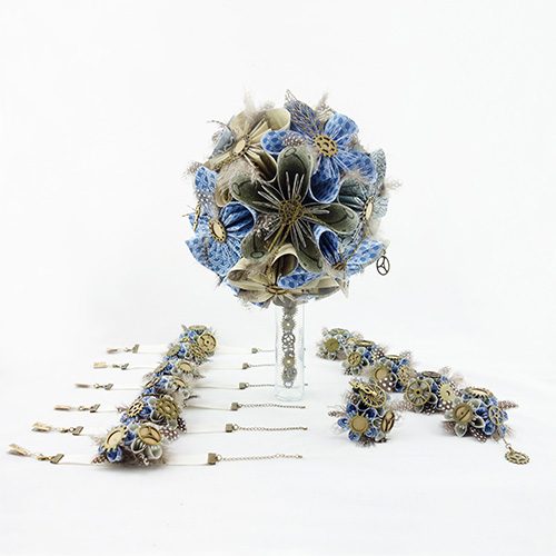 bouquet de mariée original steampunk rond