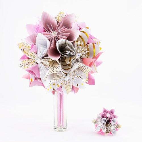 bouquet mariee rose blanc origami