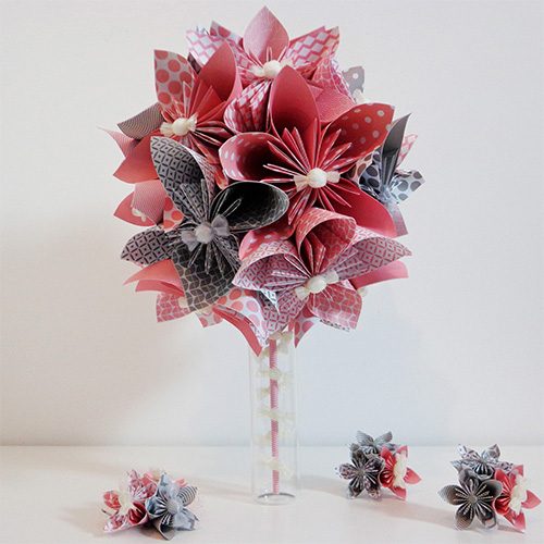 bouquet mariee rose et gris