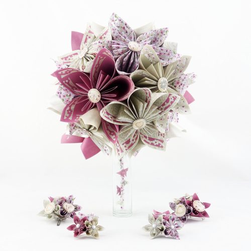 origami bouquet mariee champetre